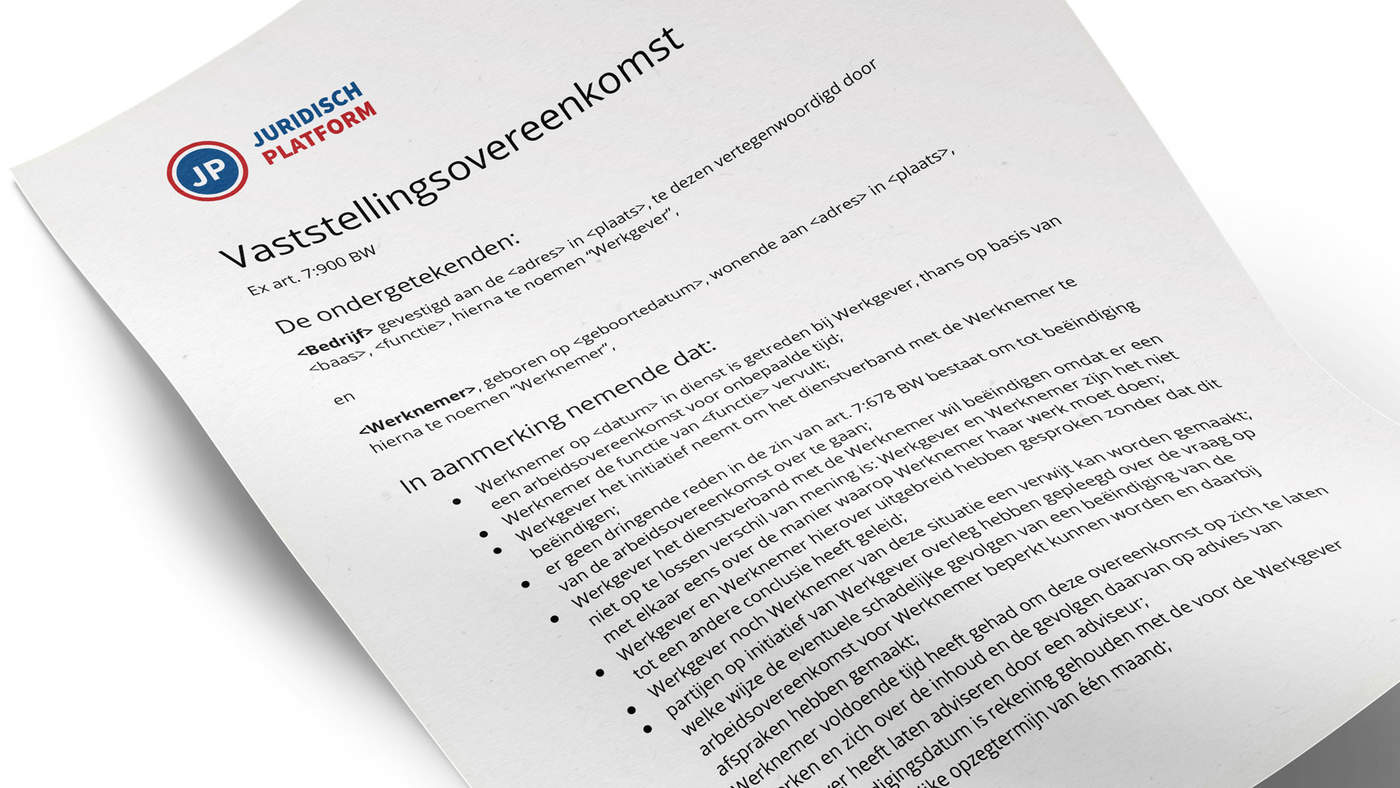Inhoud van een vaststellingsovereenkomst bij ontslag